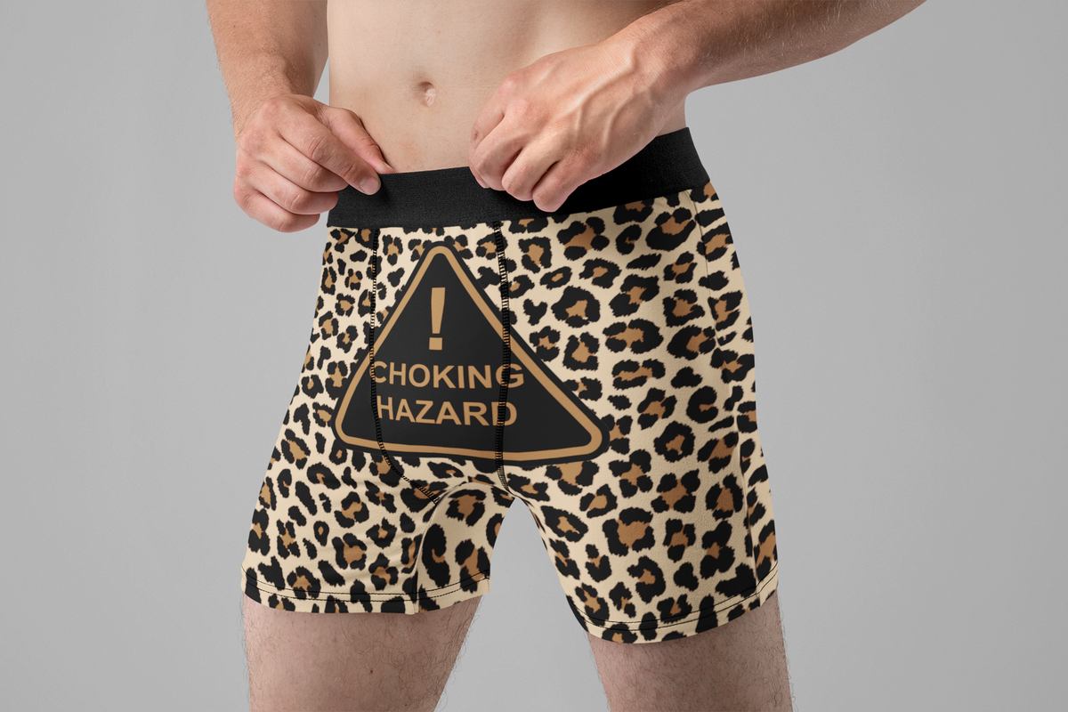 Choking Hazard Funny Men’s Boxer Briefs – Leopard Print Underwear