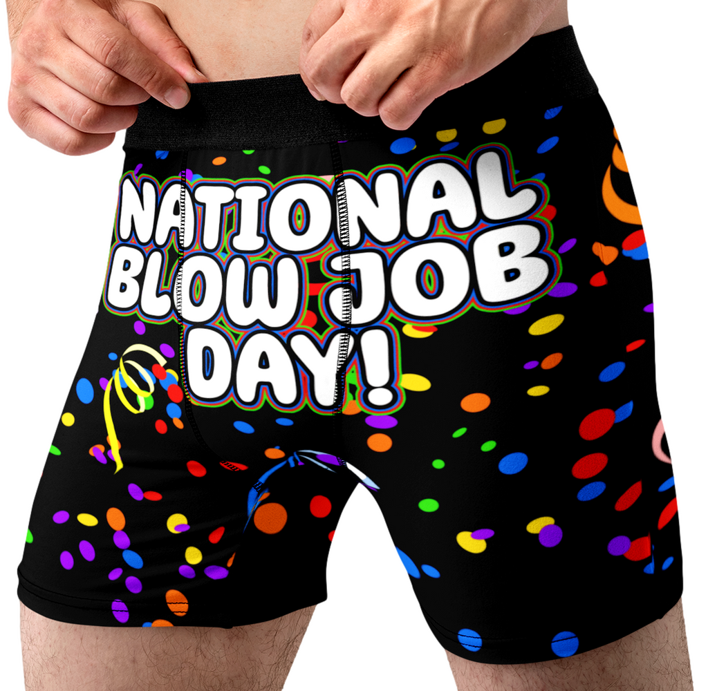 National Blow Job Day Funny Men’s Boxer Briefs – Confetti Party Underwear