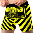 Extreme Pleasure Funny Men’s Boxer Briefs – Caution Warning Underwear