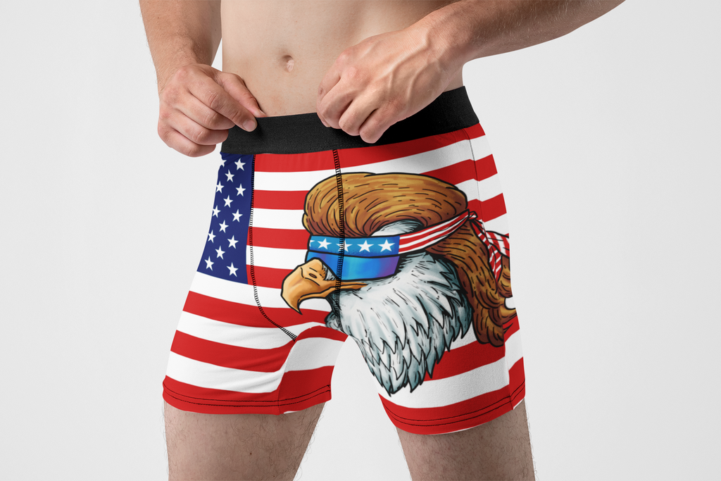 Mullet Eagle Men’s Boxer Briefs – Funny Patriotic American Flag Underwear