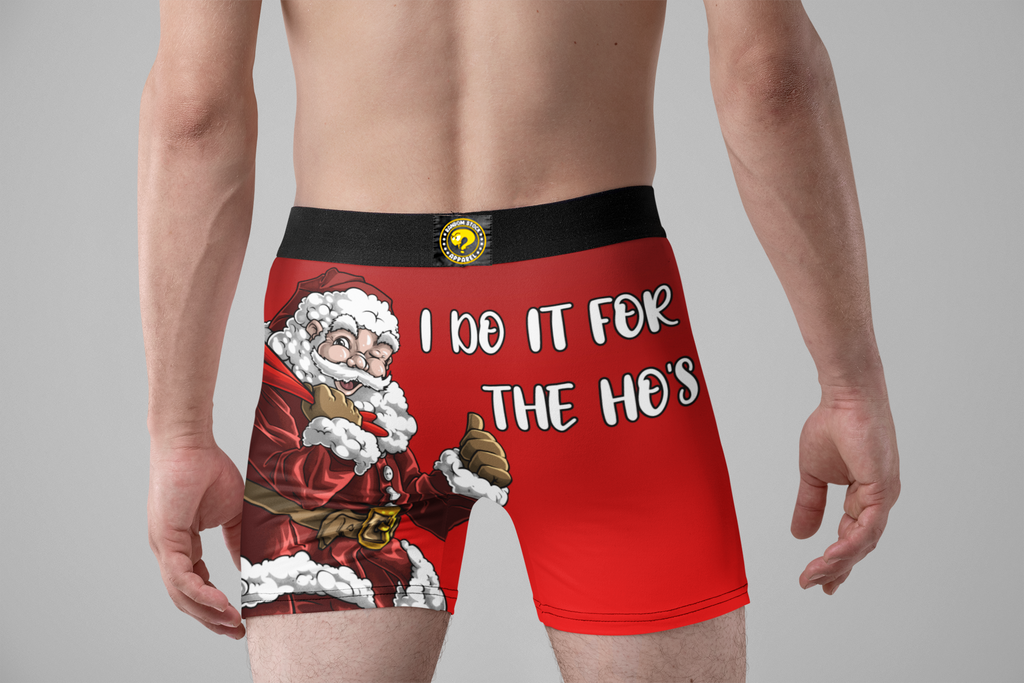 I Do It for the Ho’s Funny Christmas Men’s Boxer Briefs – Santa Holiday Underwear