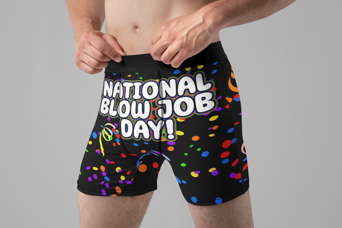 National Blow Job Day Funny Men’s Boxer Briefs – Confetti Party Underwear