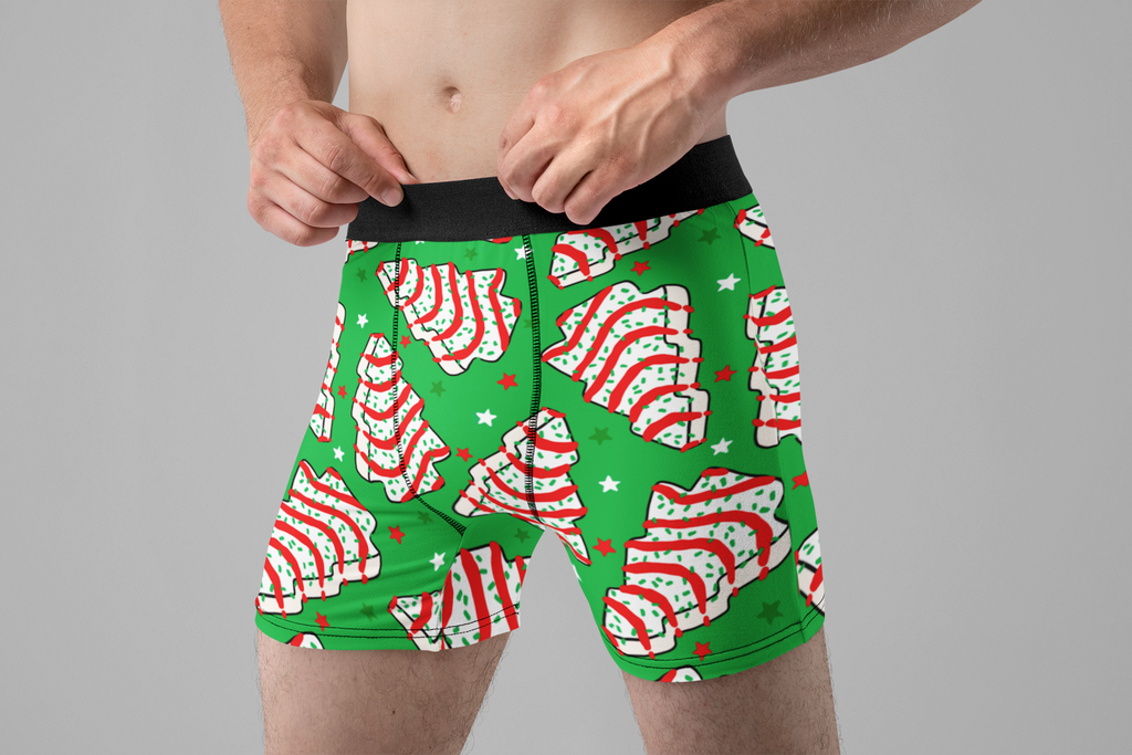 Christmas Tree Cakes Men’s Boxer Briefs – Funny Holiday Snack Underwear