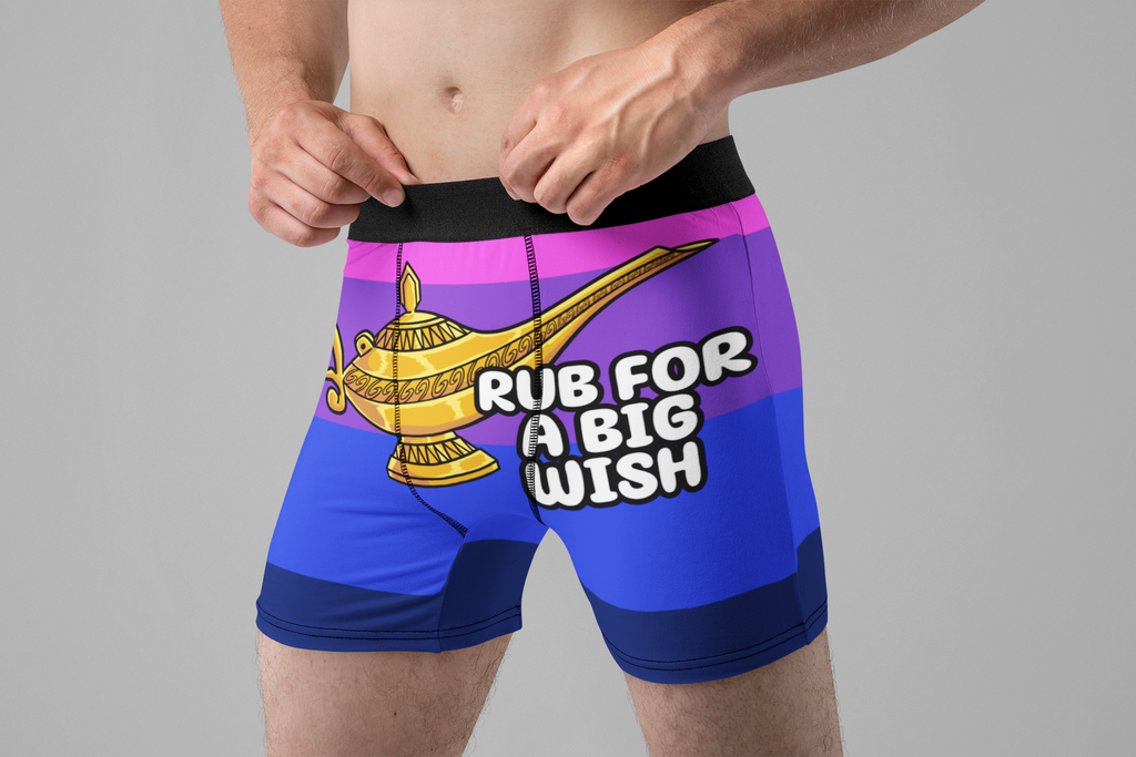 Rub for a Big Wish Funny Men’s Boxer Briefs – Magic Lamp Novelty Underwear