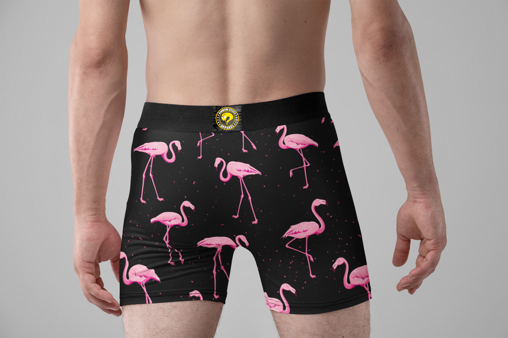 Pink Flamingo Men’s Boxer Briefs – Tropical Bird Underwear