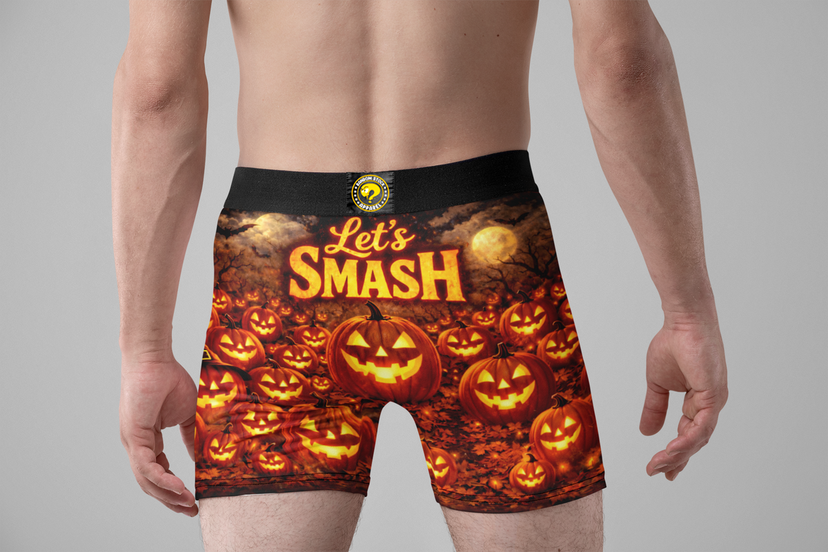 Let’s Smash Funny Men’s Halloween Boxer Briefs – Pumpkin Underwear