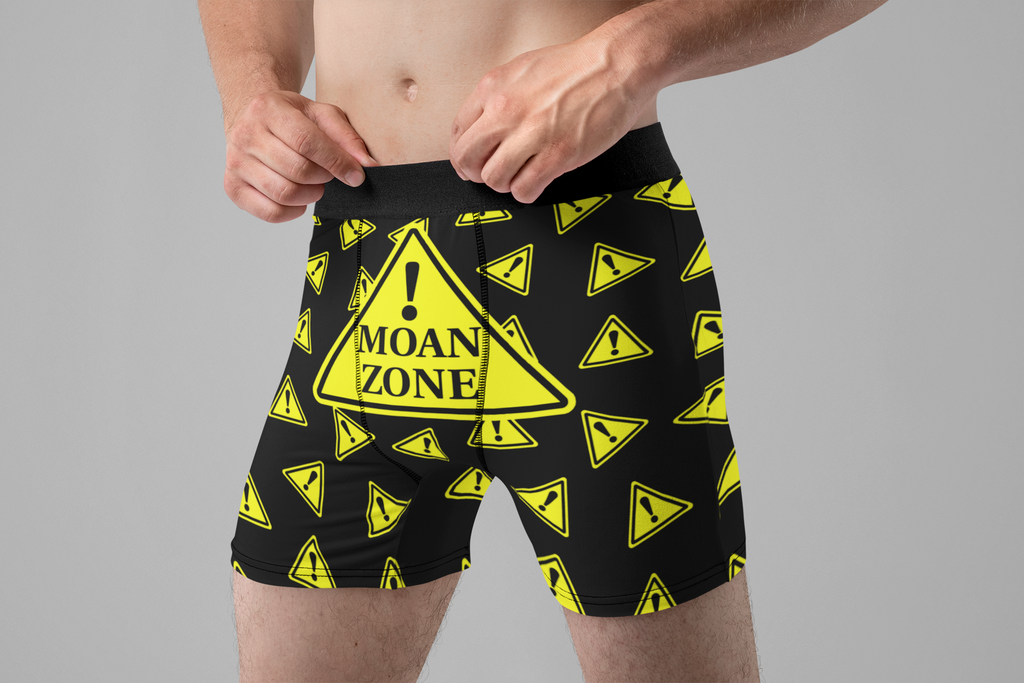 Moan Zone Funny Men’s Boxer Briefs – Warning Sign Underwear