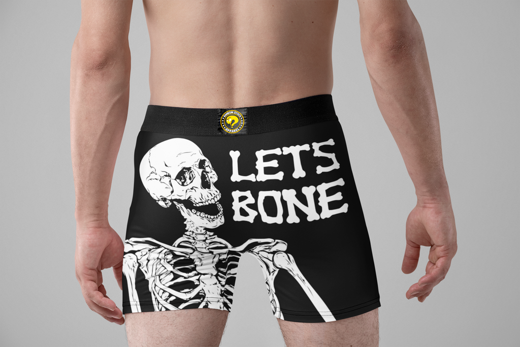 Let’s Bone Funny Men’s Halloween Boxer Briefs – Skeleton Underwear