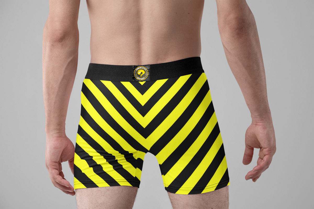 Extreme Pleasure Funny Men’s Boxer Briefs – Caution Warning Underwear