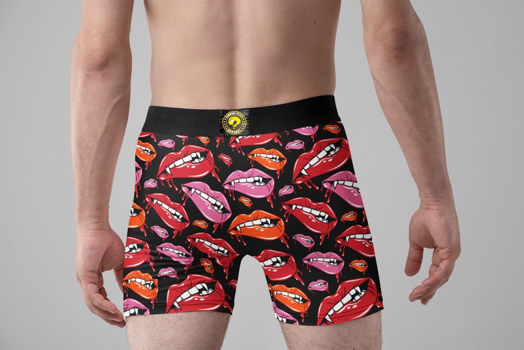 Vampire Lips Men’s Halloween Boxer Briefs – Fangs & Kisses Underwear