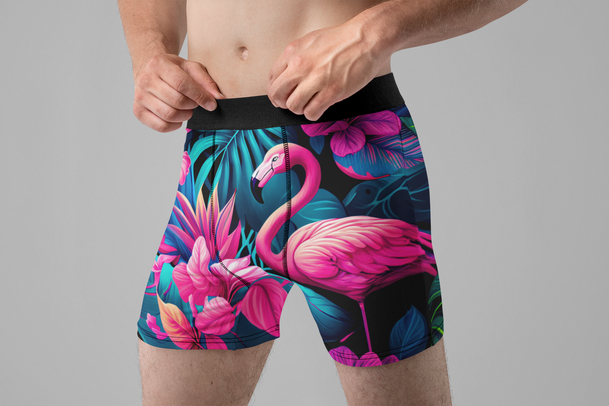 Flamingo Men’s Boxer Briefs – Tropical Pink Bird Underwear