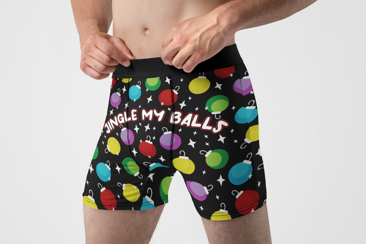 Jingle My Balls Funny Christmas Men’s Boxer Briefs – Ornament Holiday Underwear