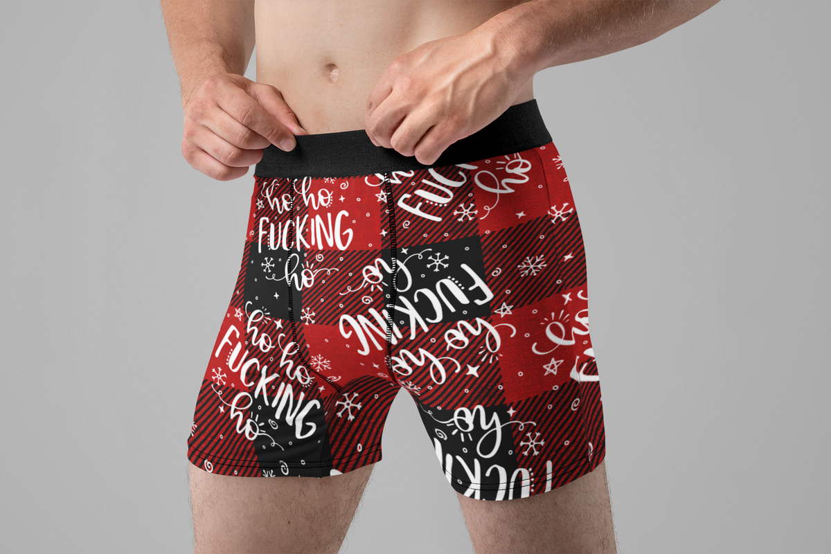 Ho Ho Fucking Ho Funny Christmas Men’s Boxer Briefs – Adult Holiday Underwear