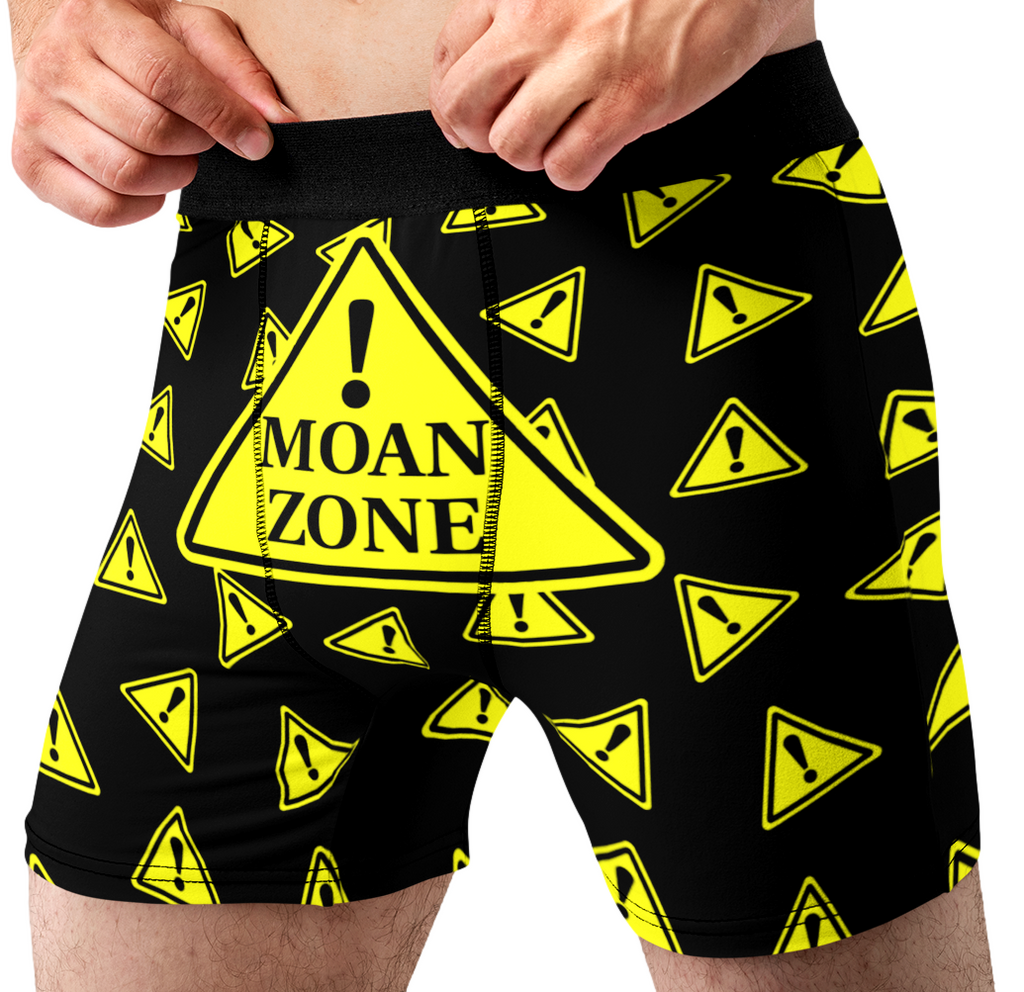 Moan Zone Funny Men’s Boxer Briefs – Warning Sign Underwear