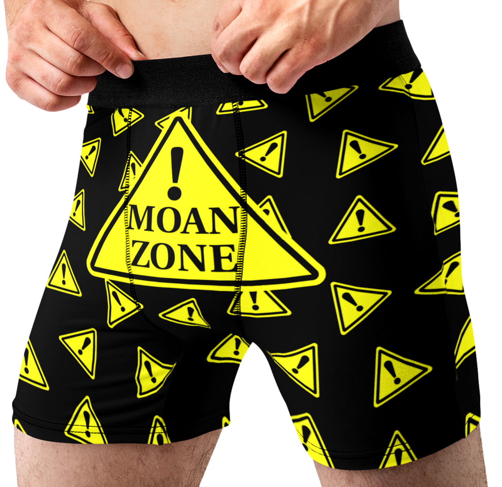 Moan Zone Funny Men’s Boxer Briefs – Warning Sign Underwear