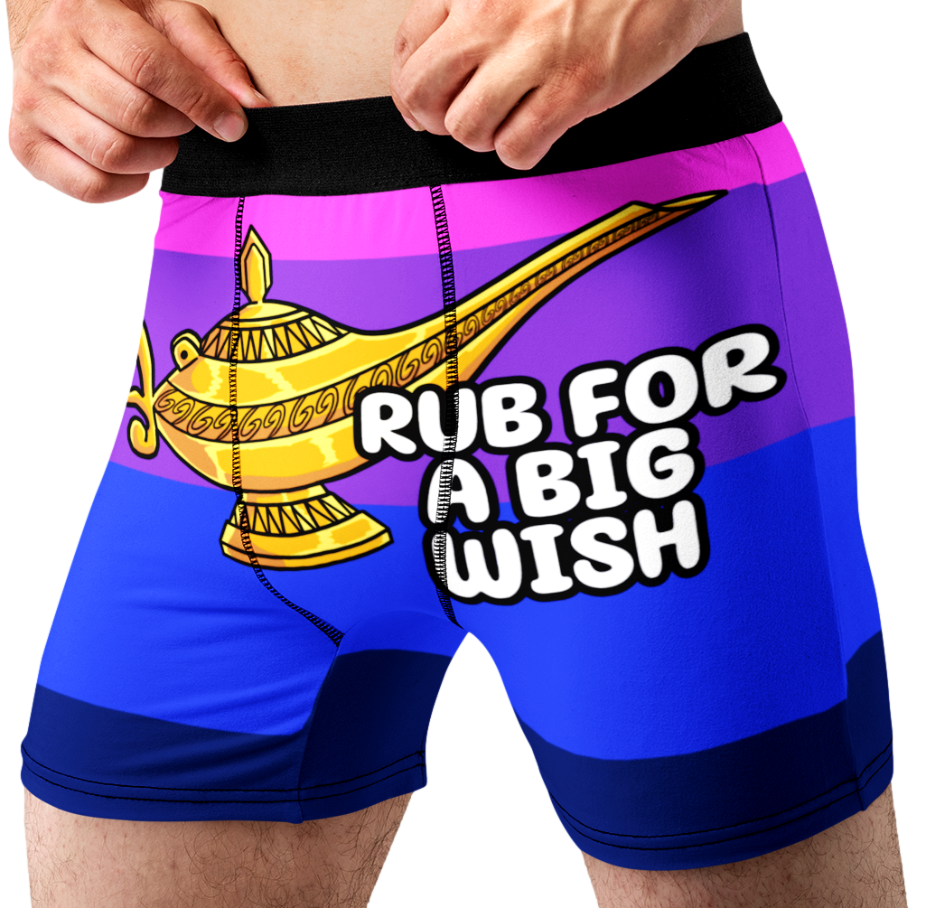 Rub for a Big Wish Funny Men’s Boxer Briefs – Magic Lamp Novelty Underwear