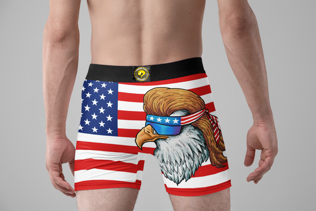 Mullet Eagle Men’s Boxer Briefs – Funny Patriotic American Flag Underwear