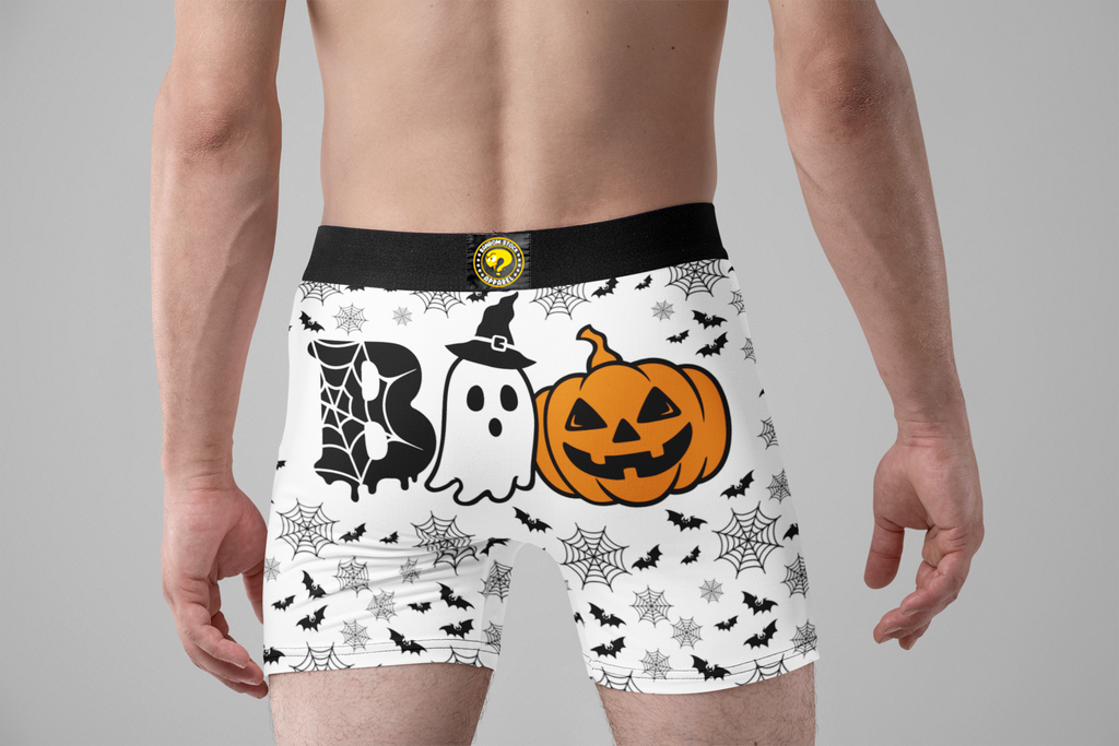 BOO Men’s Halloween Boxer Briefs – Ghost, Pumpkin & Bat Underwear