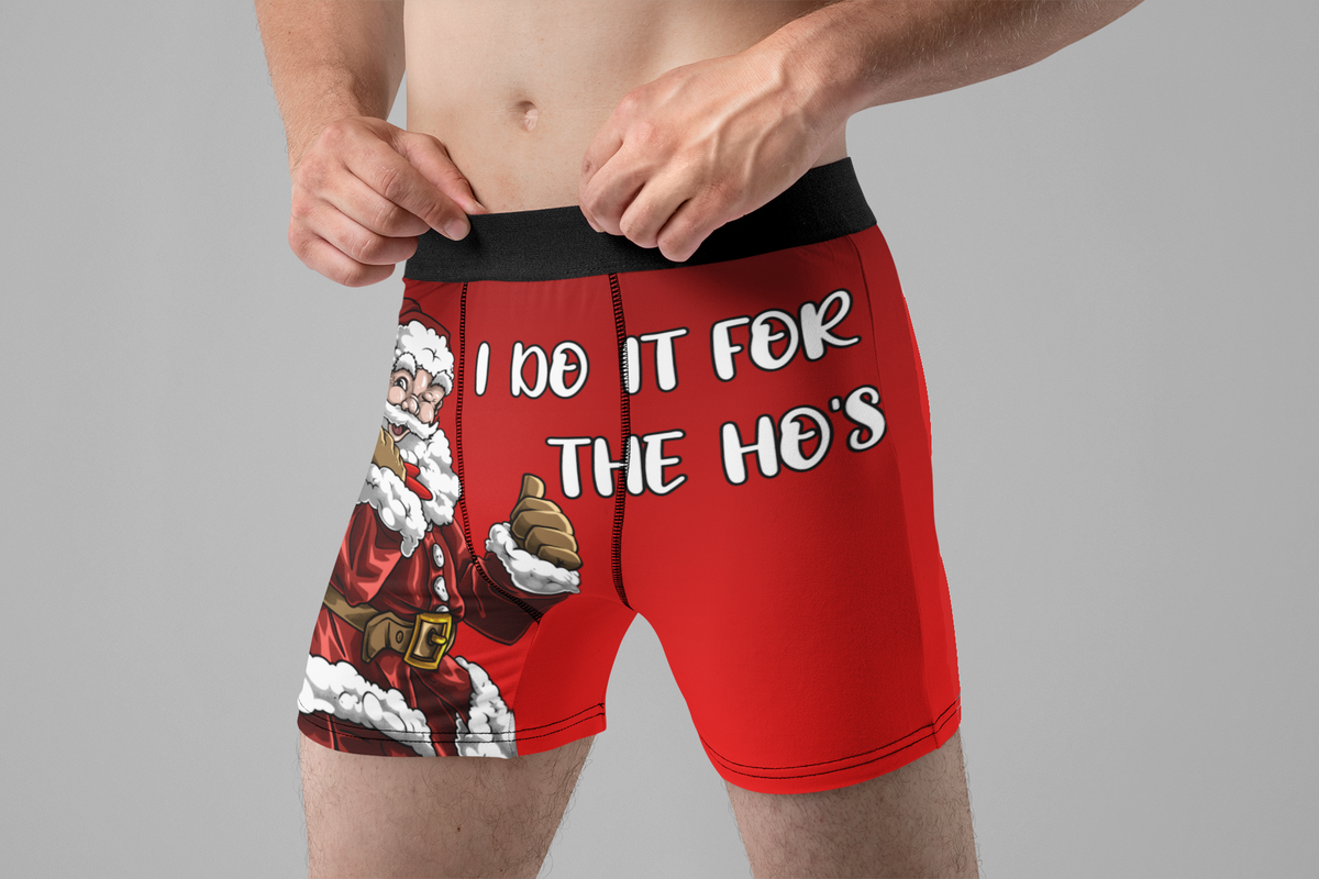 I Do It for the Ho’s Funny Christmas Men’s Boxer Briefs – Santa Holiday Underwear