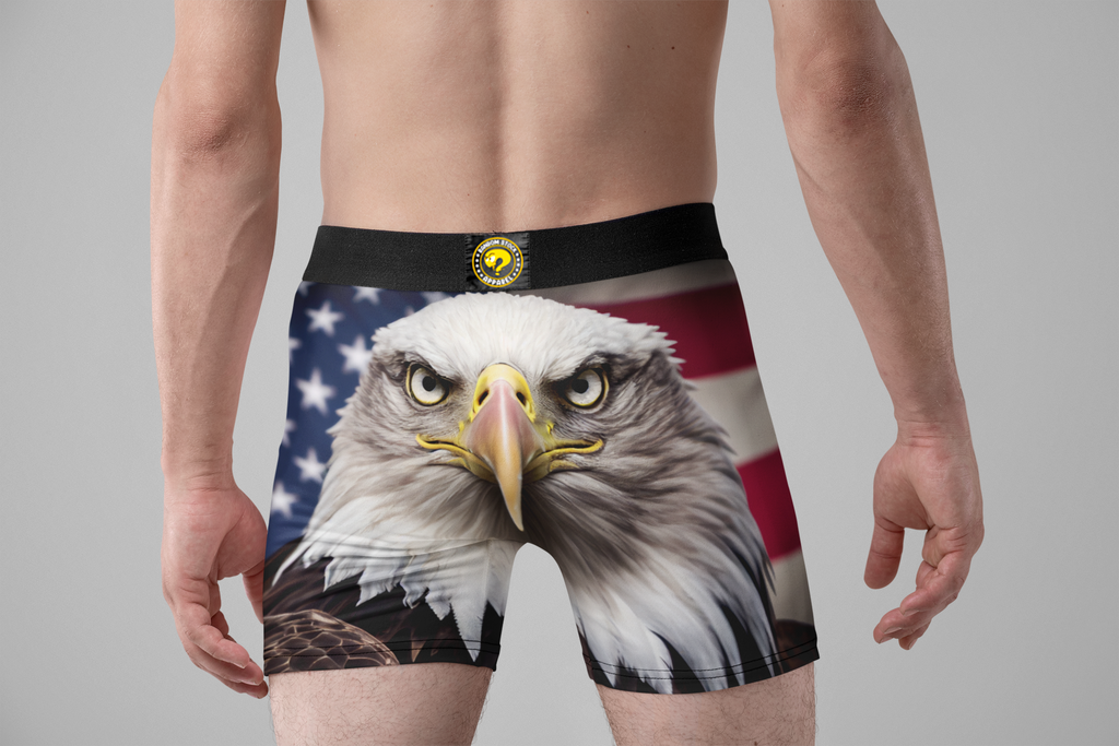 American Bald Eagle Men’s Boxer Briefs – Patriotic USA Underwear