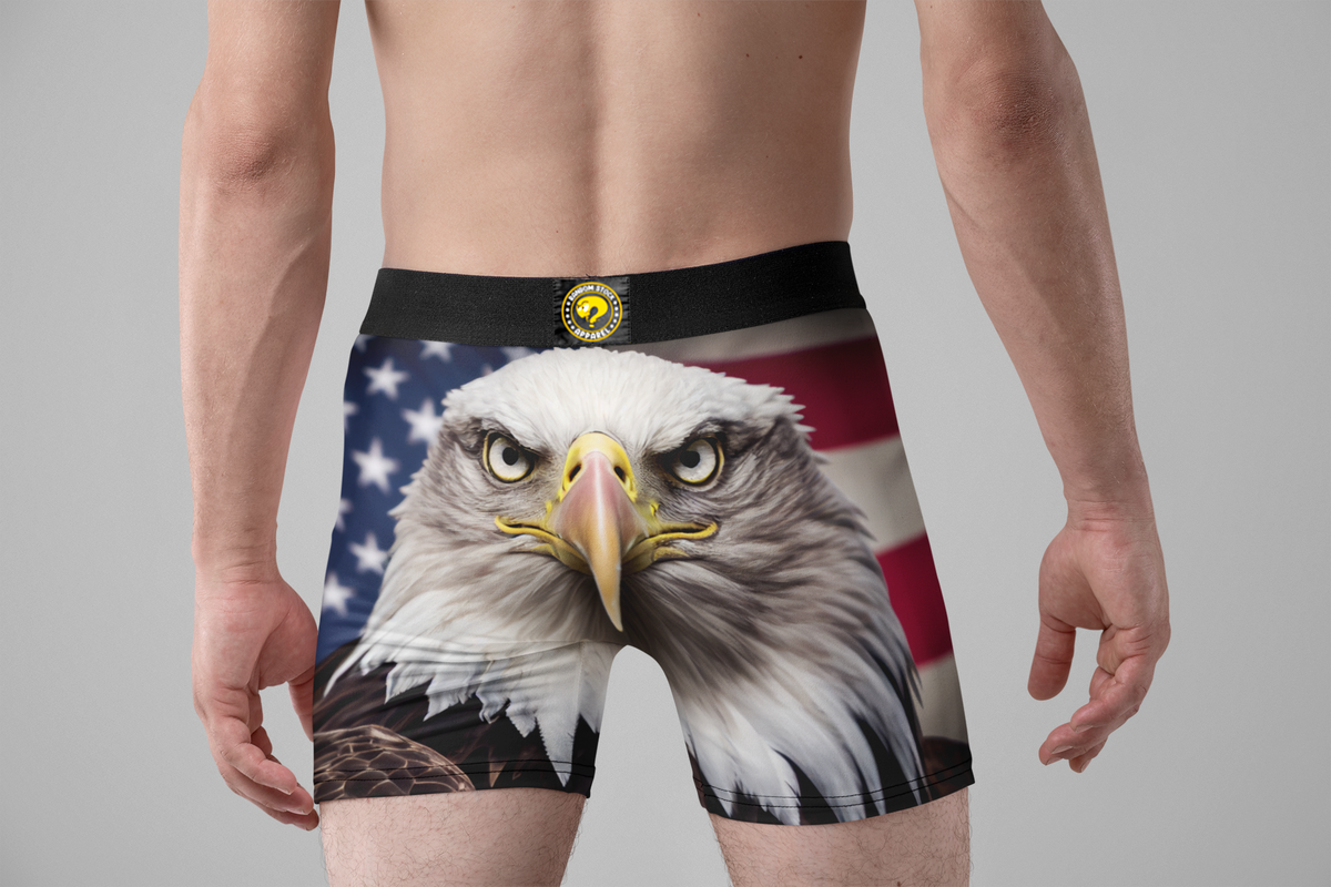 American Bald Eagle Men’s Boxer Briefs – Patriotic USA Underwear