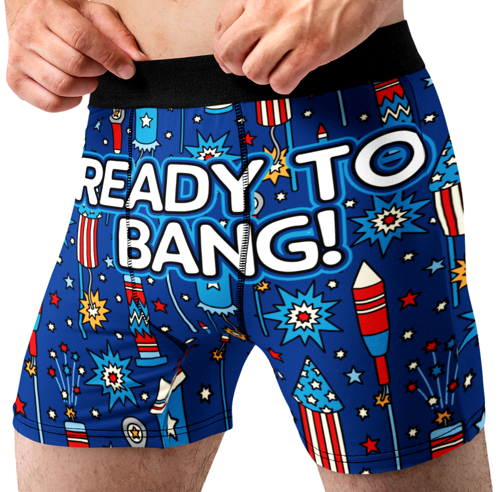 Ready to Bang Funny Men’s Boxer Briefs – Fireworks Underwear