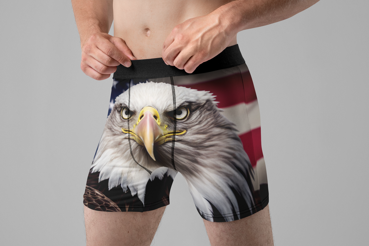 American Bald Eagle Men’s Boxer Briefs – Patriotic USA Underwear