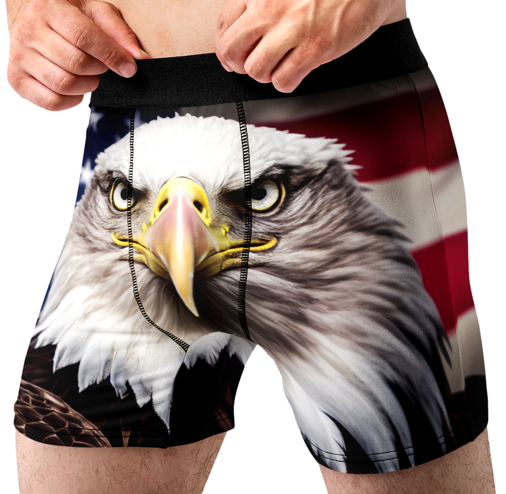 American Bald Eagle Men’s Boxer Briefs – Patriotic USA Underwear